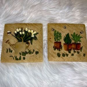 Set of 2 Signed Cheri Bloom Wall Plaques